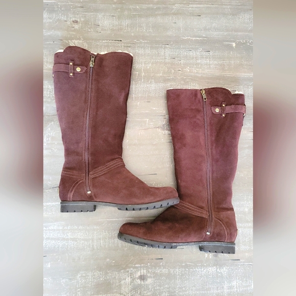 Ugg Jillian 1917 Tall Brown Suede Sheerling Boot Size 8 - Picture 1 of 16
